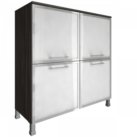 Шкаф квадратный со стеклом в раме LT-SD1.2R  white/black 3