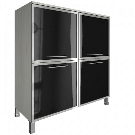 Шкаф квадратный со стеклом в раме LT-SD1.2R  white/black 6