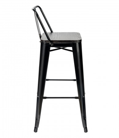 Барный стул TOLIX WOOD со спинкой черный глянцевый 3