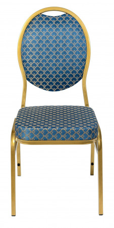 Банкетный стул Квин 20 мм золотой каркас, синий арш 1